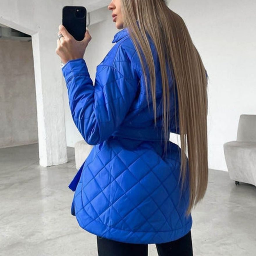 Women's Quilted Belted Padded Jacket Shirt