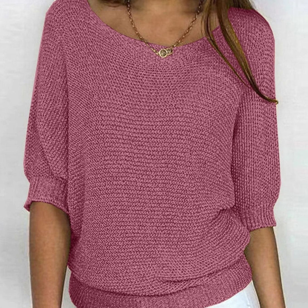 Women's Relaxed-Fit Batwing-Sleeve V-Neck Knit Pullover Jumper - Pink