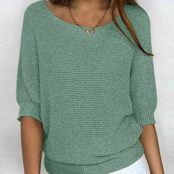 Women's Relaxed-Fit Batwing-Sleeve V-Neck Knit Pullover Jumper - Dark Green