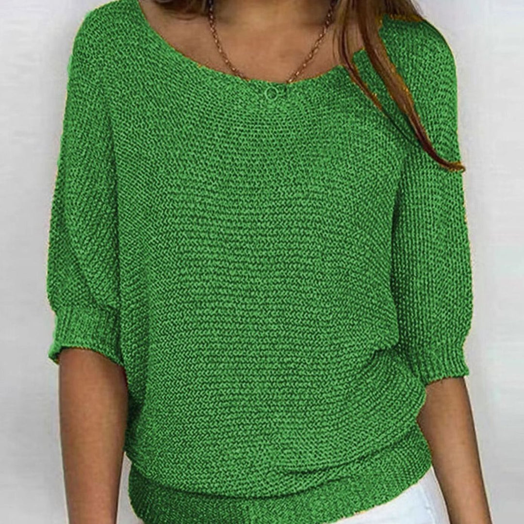 Women's Relaxed-Fit Batwing-Sleeve V-Neck Knit Pullover Jumper - Green