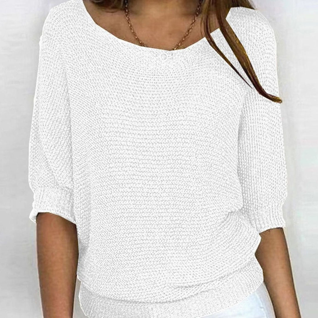 Women's Relaxed-Fit Batwing-Sleeve V-Neck Knit Pullover Jumper - White