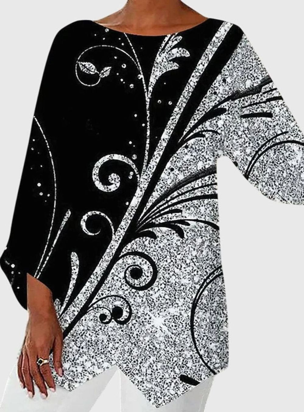 Women's Relaxed-Fit Butterfly Print Long Sleeve Crew Neck Top - Style 6