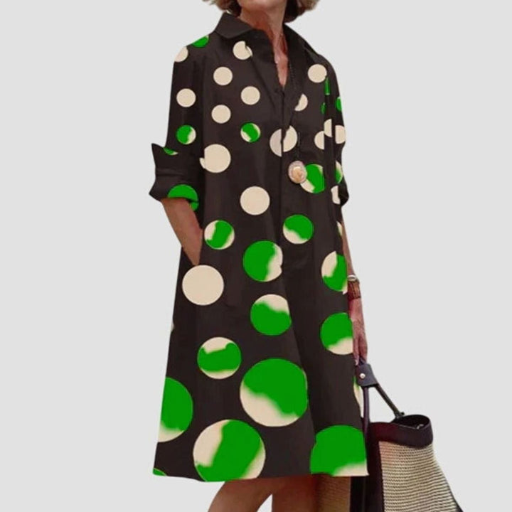 Women's Relaxed-Fit Collared Shirt Midi Dress With Pockets