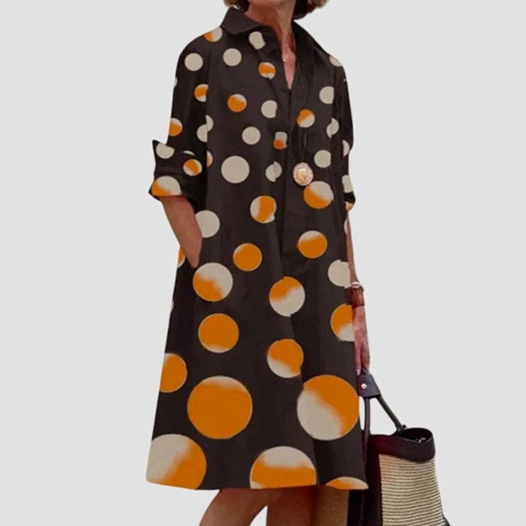 Women's Relaxed-Fit Collared Shirt Midi Dress With Pockets