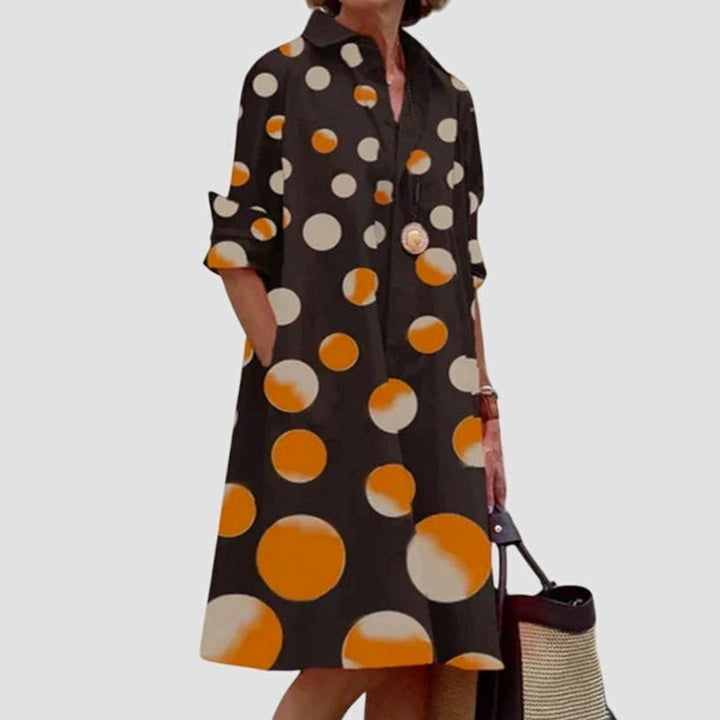 Women's Relaxed-Fit Collared Shirt Midi Dress With Pockets