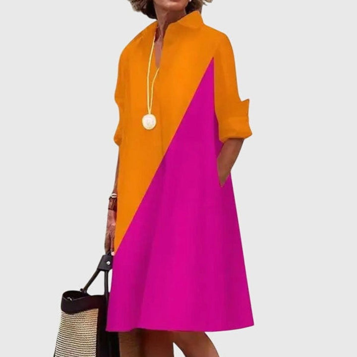 Women's Relaxed-Fit Collared Shirt Midi Dress With Pockets