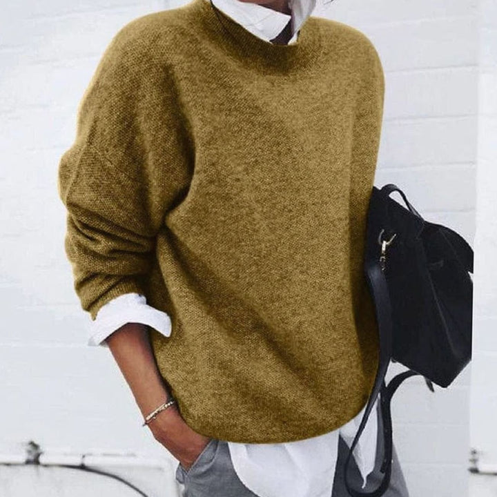 Women's Relaxed-Fit Crew-Neck Cashmere Knitted Jumper - Khaki
