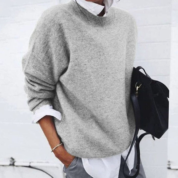 Women's Relaxed-Fit Crew-Neck Cashmere Knitted Jumper - Grey