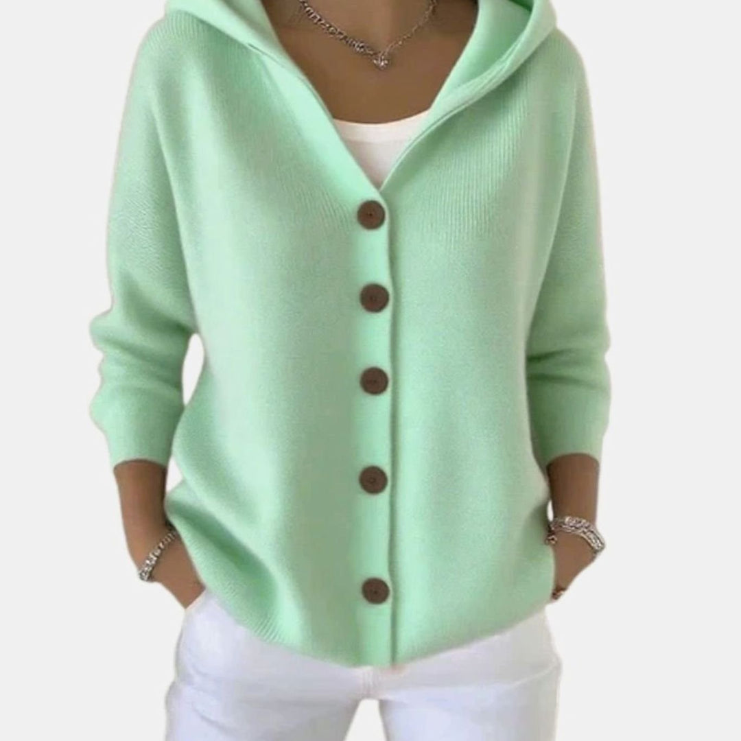 Women's Relaxed-Fit Hooded Button-Front Knit Cardigan
