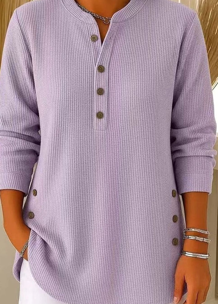 Women's Relaxed-Fit Longline Henley Ribbed Tunic Top - Lavender