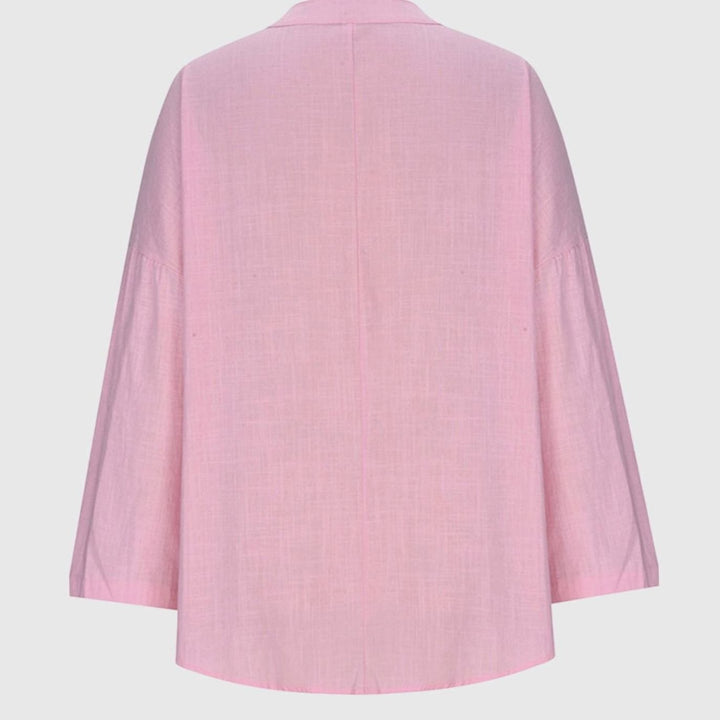 Women's Relaxed-Fit V-Neck Flowy Long-Sleeve Linen Blouse