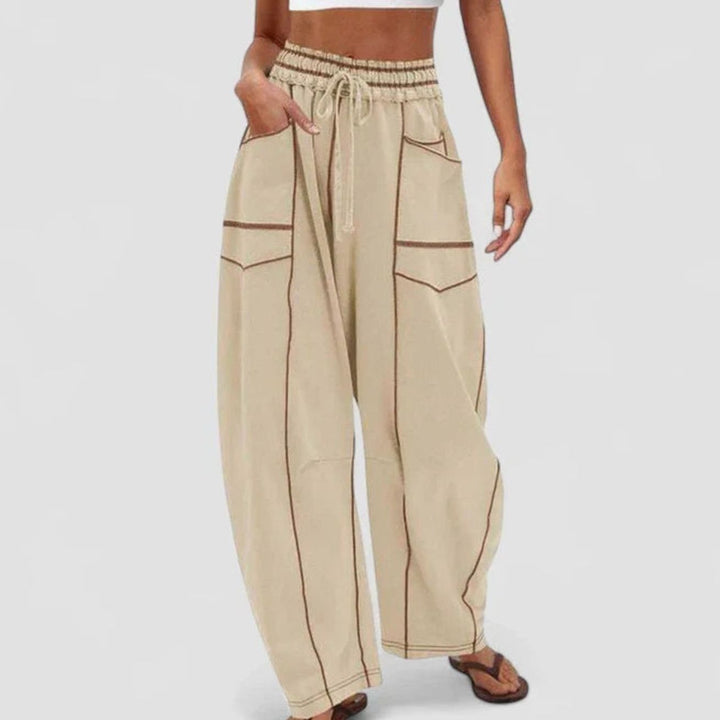 Women's Relaxed Wide-Leg Drawstring Cargo Trousers - White