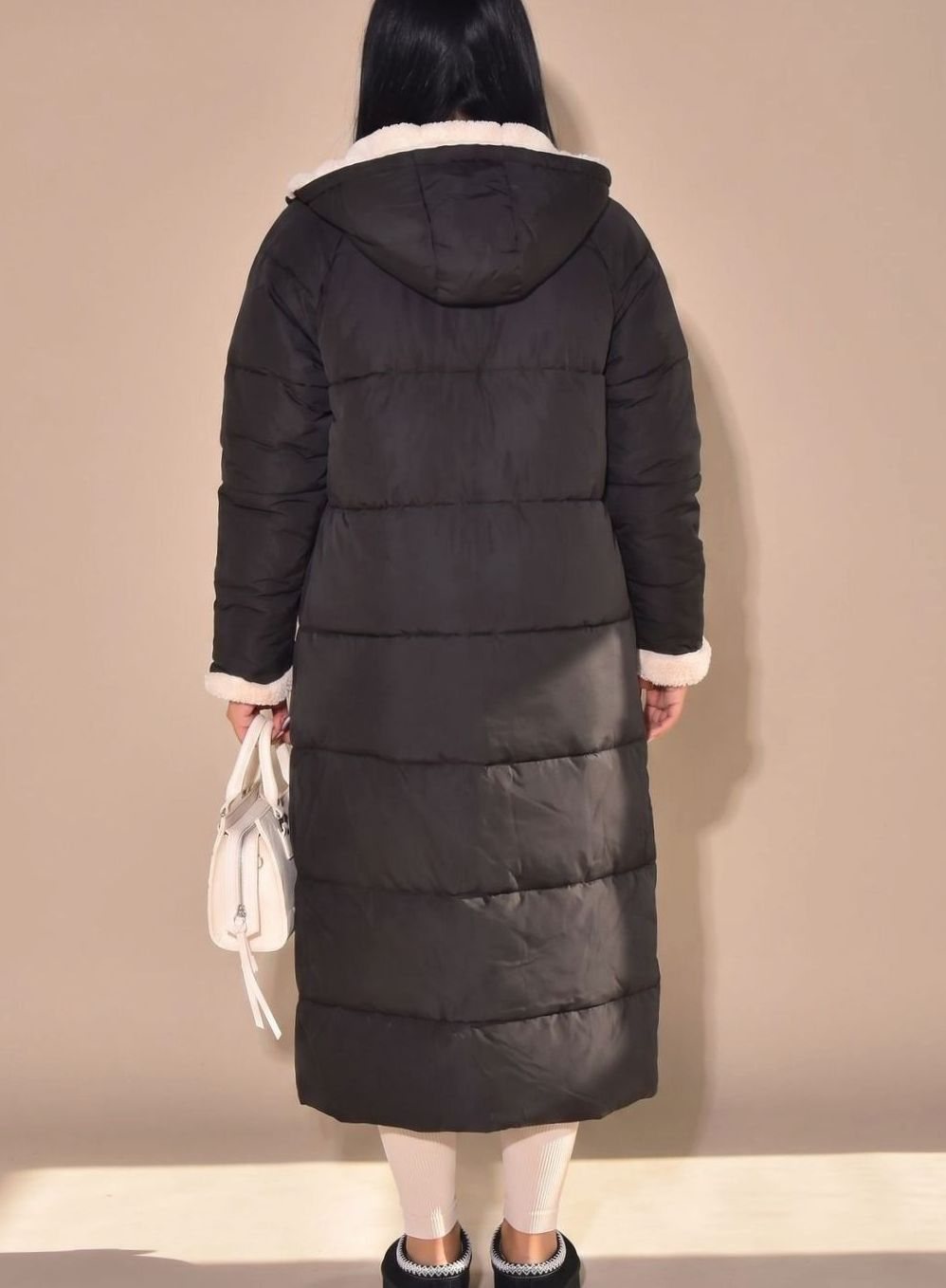 Women's Reversible Hooded Longline Sherpa Puffer Winter Coat
