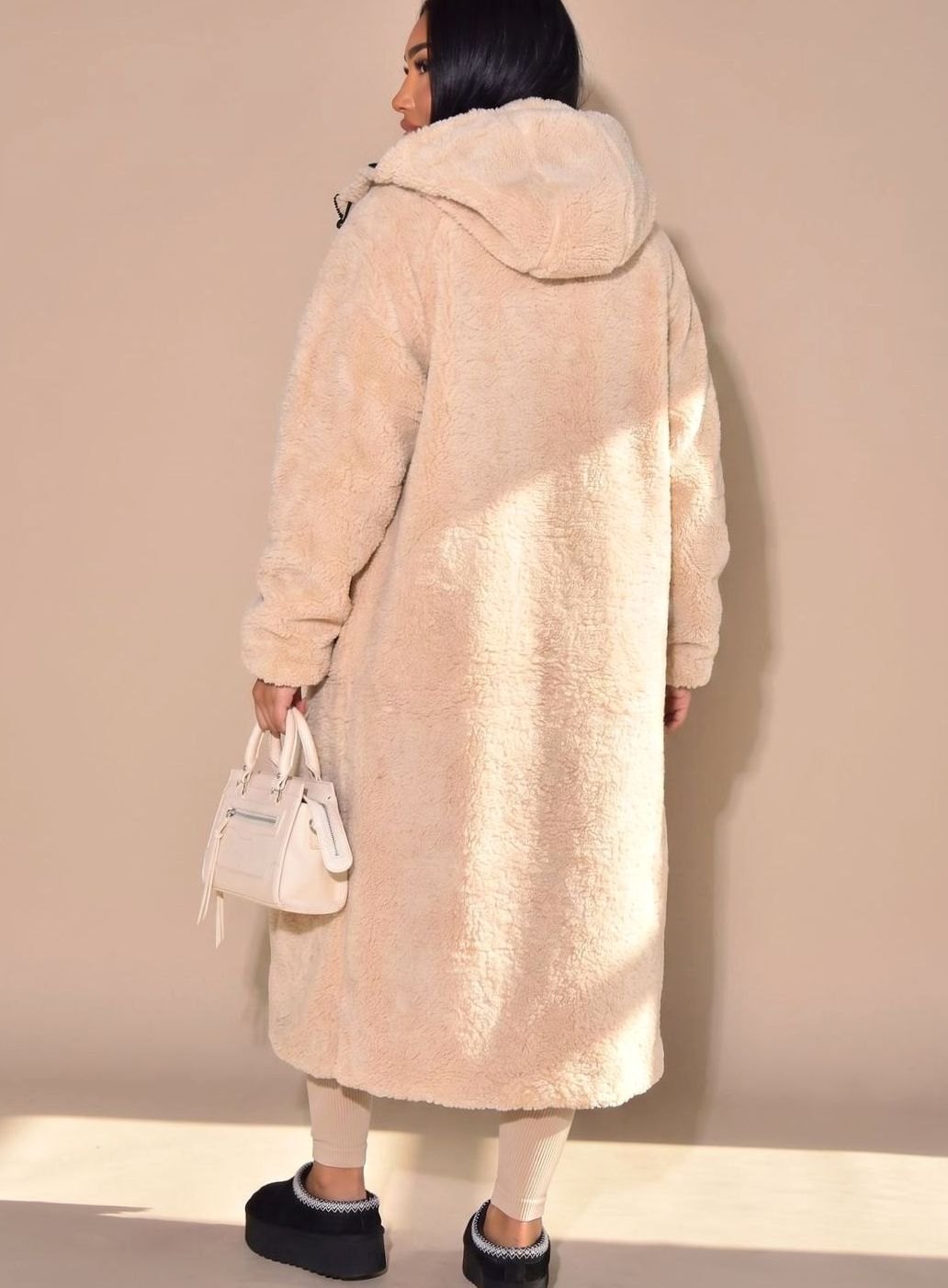 Women's Reversible Hooded Longline Sherpa Puffer Winter Coat