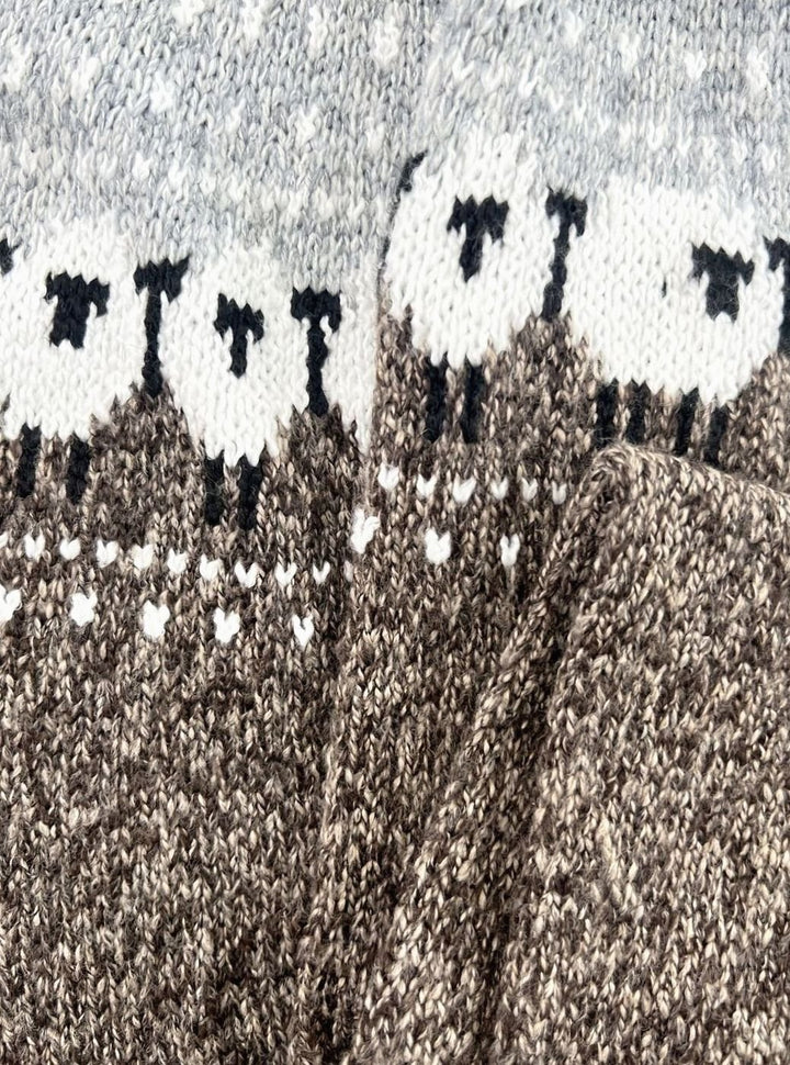 Women's Sheep Jacquard Fair Isle Knitted Jumper, Grey