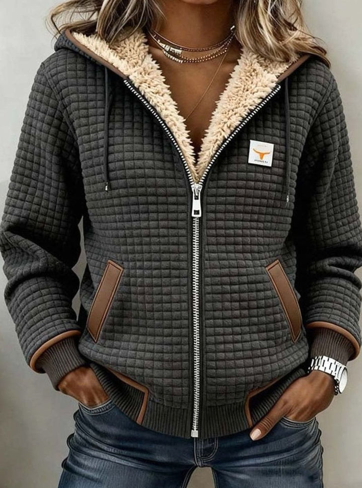 Women's Sherpa-Lined Quilted Full-Zip Hooded Fleece Jacket