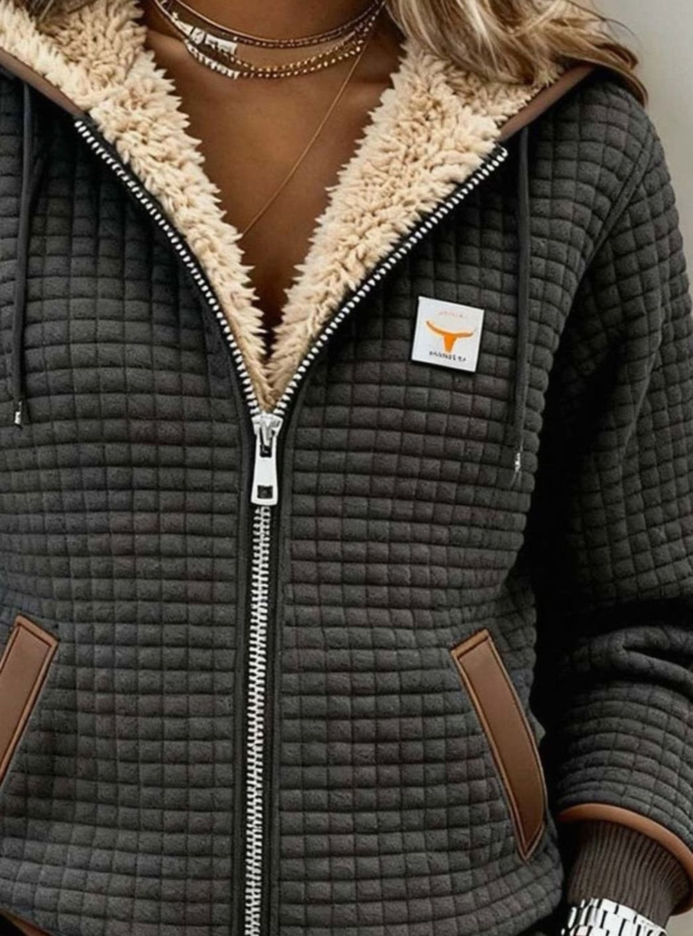 Women's Sherpa-Lined Quilted Full-Zip Hooded Fleece Jacket