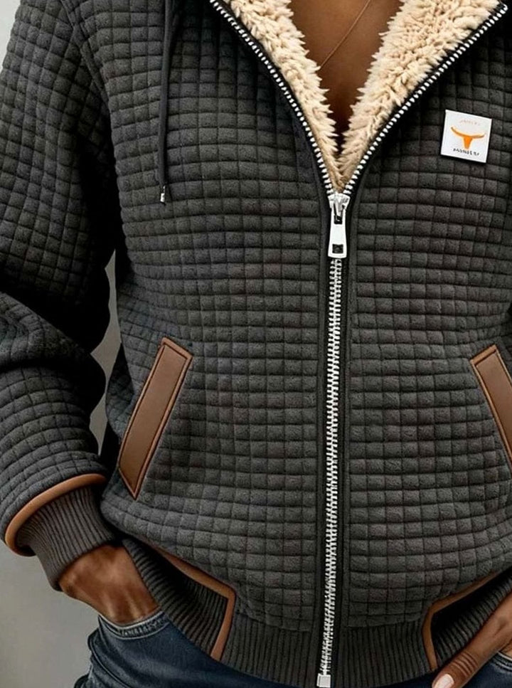 Women's Sherpa-Lined Quilted Full-Zip Hooded Fleece Jacket