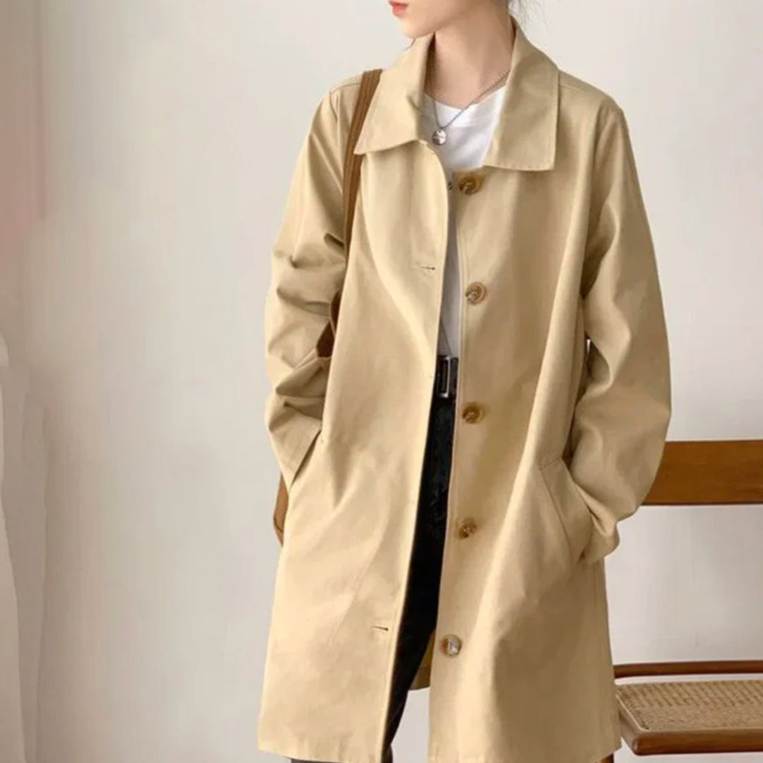 Women's Single-Breasted Belted Longline Trench Coat, Pink