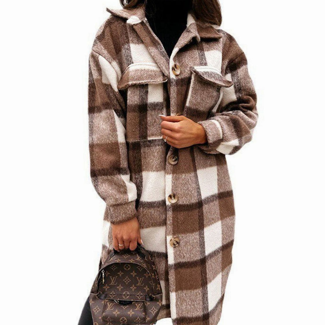 Women's Single-Breasted Belted Longline Trench Coat, Pink - Dark Brown