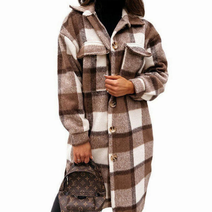 Women's Single-Breasted Belted Longline Trench Coat, Pink - Dark Brown