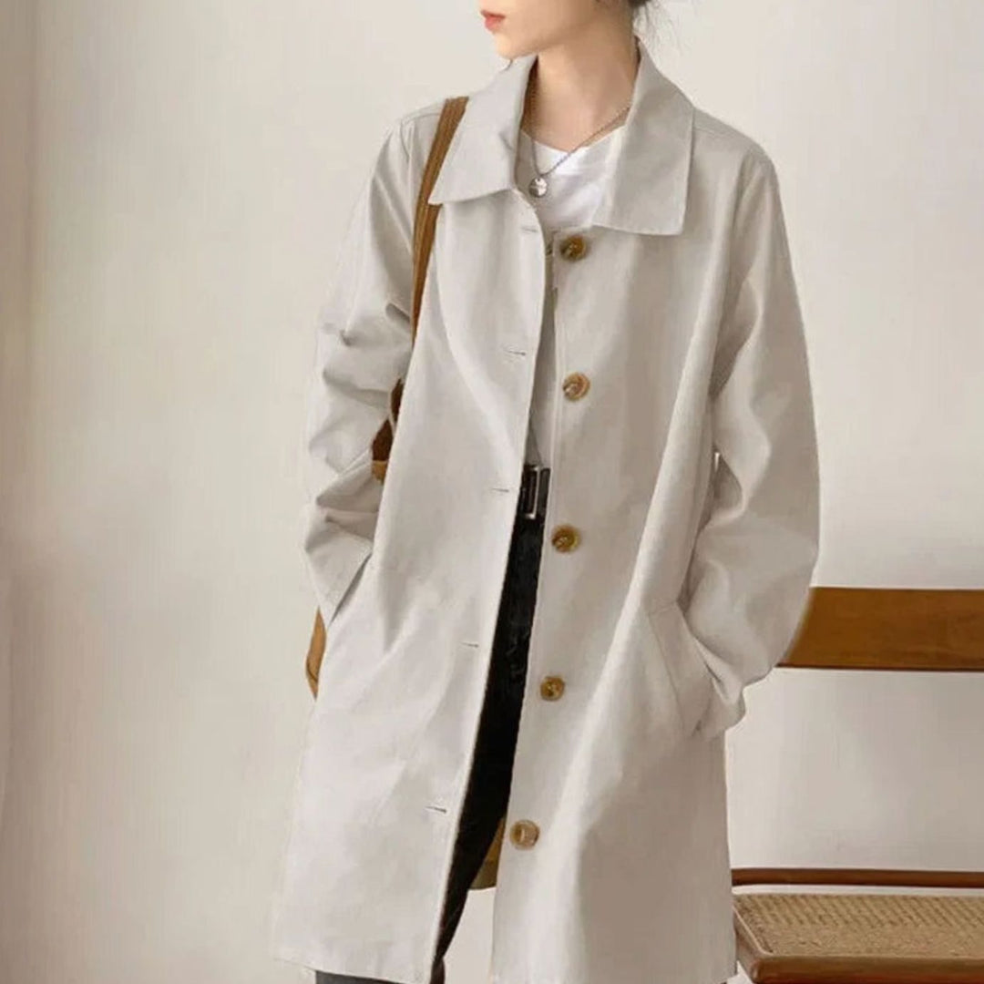 Women's Single-Breasted Belted Longline Trench Coat, Pink