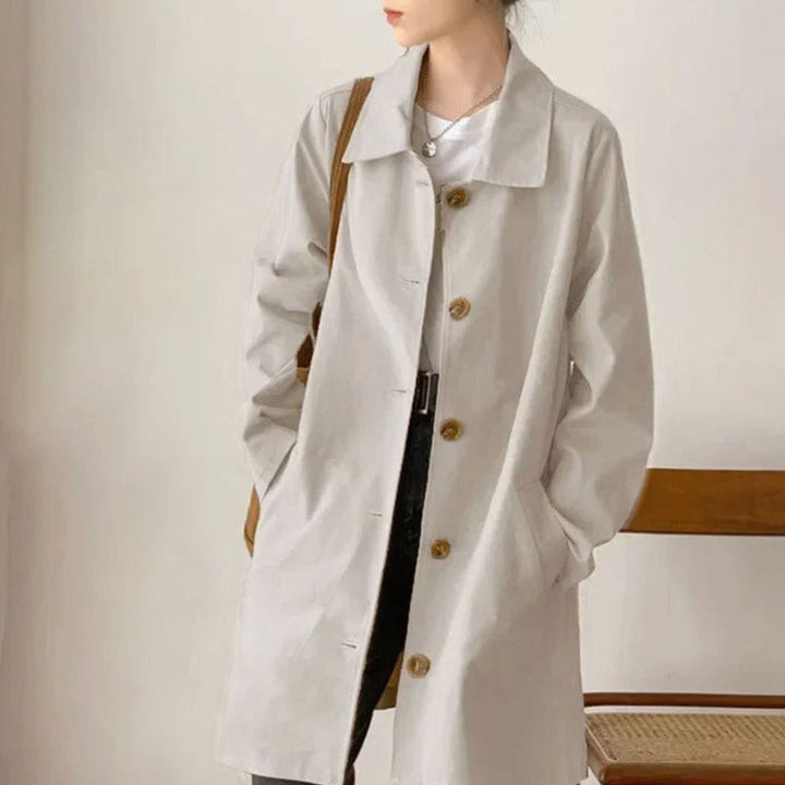 Women's Single-Breasted Belted Longline Trench Coat, Pink