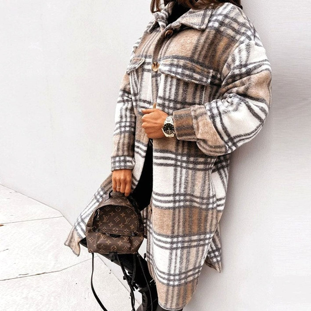 Women's Single-Breasted Belted Longline Trench Coat, Pink - Khaki