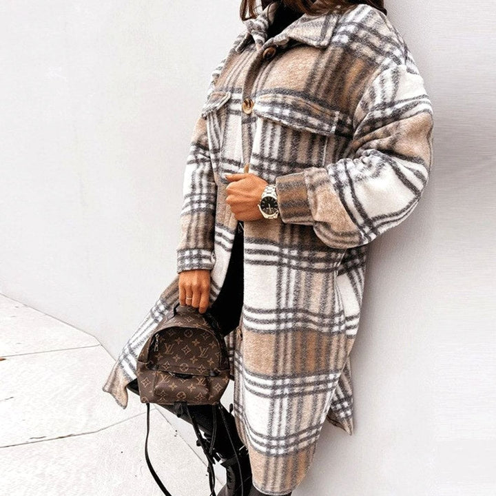 Women's Single-Breasted Belted Longline Trench Coat, Pink - Khaki
