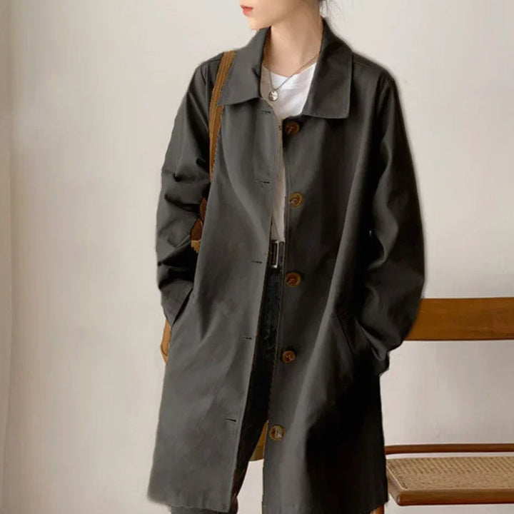 Women's Single-Breasted Belted Longline Trench Coat, Pink
