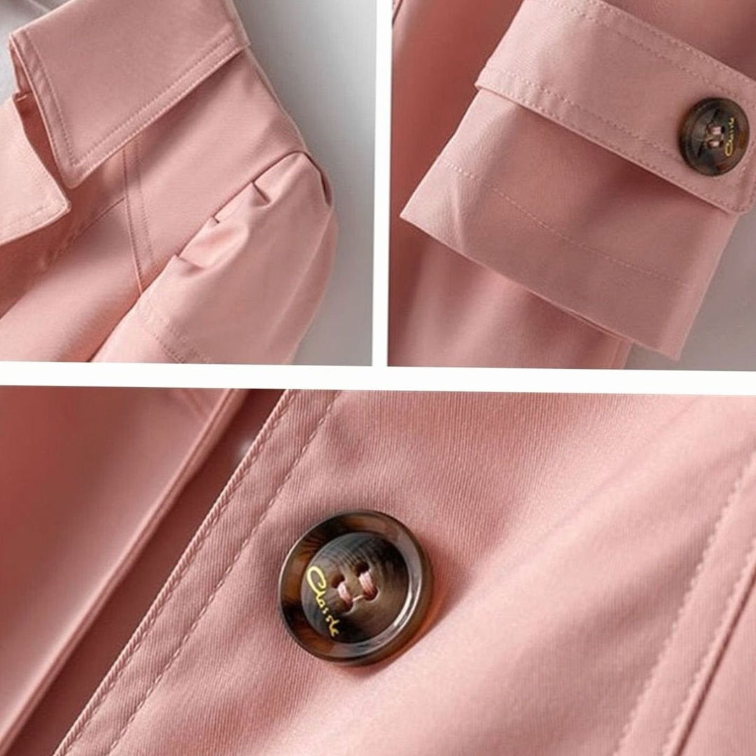 Women's Single-Breasted Belted Longline Trench Coat, Pink