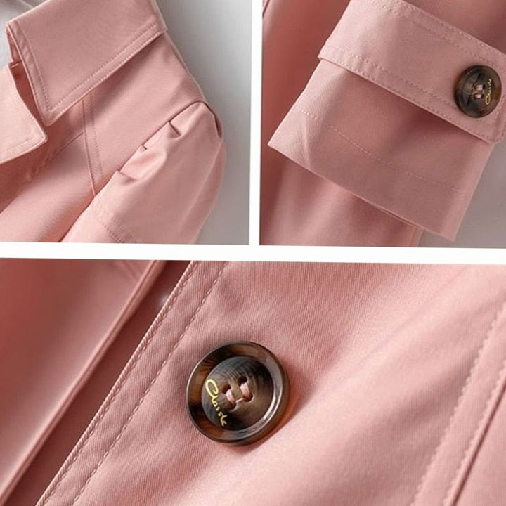 Women's Single-Breasted Belted Longline Trench Coat, Pink