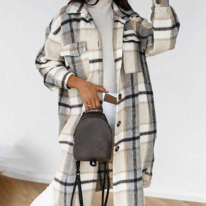 Women's Single-Breasted Belted Longline Trench Coat, Pink - Grey