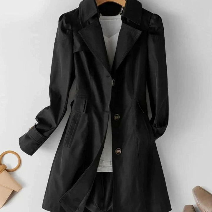 Women's Single-Breasted Longline Trench Coat - Black