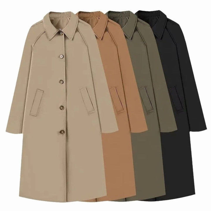 Women's Slim-Fit Belted Longline Trench Coat Checked Lining