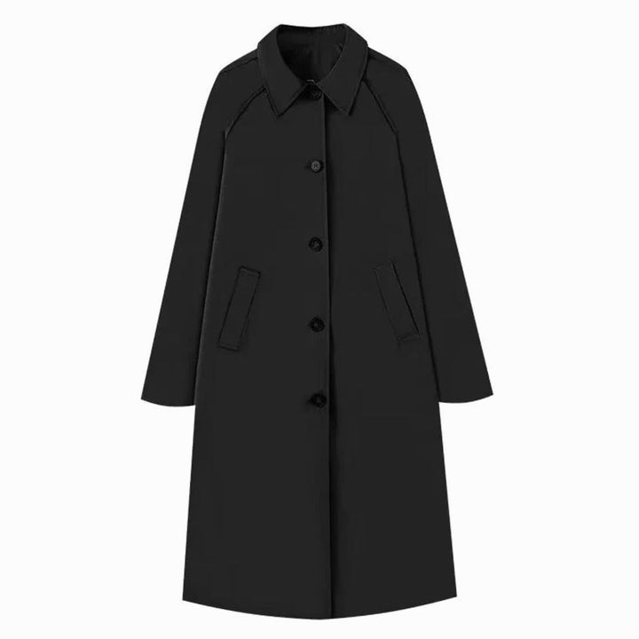 Women's Slim-Fit Belted Longline Trench Coat Checked Lining - Black