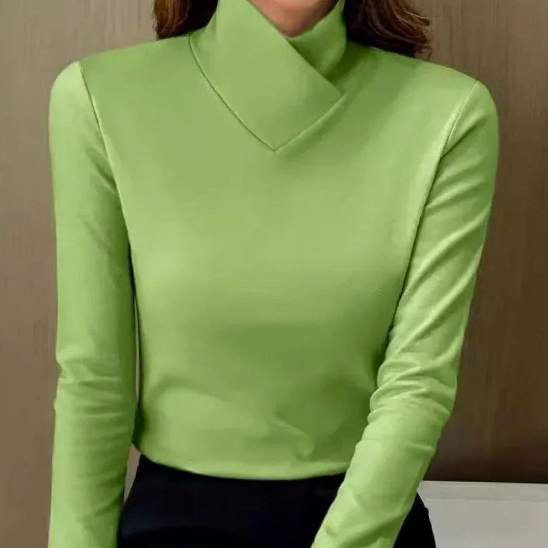 Women's Slim-Fit Long-Sleeve Crossover Turtleneck Jumper