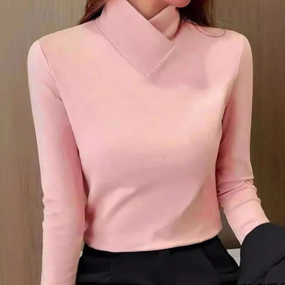Women's Slim-Fit Long-Sleeve Crossover Turtleneck Jumper