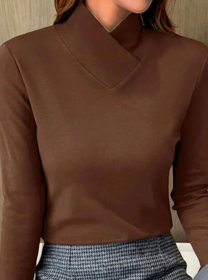 Women's Slim-Fit Long-Sleeve Crossover Turtleneck Jumper