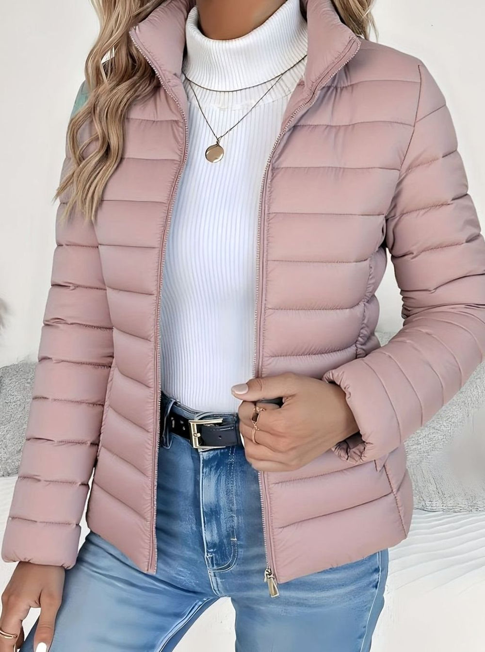 Women's Slim-Fit Quilted Zip-Up Puffer Jacket
