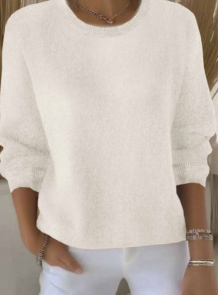 Women's Soft Knit Crew-Neck Long-Sleeve Jumper - Apricot