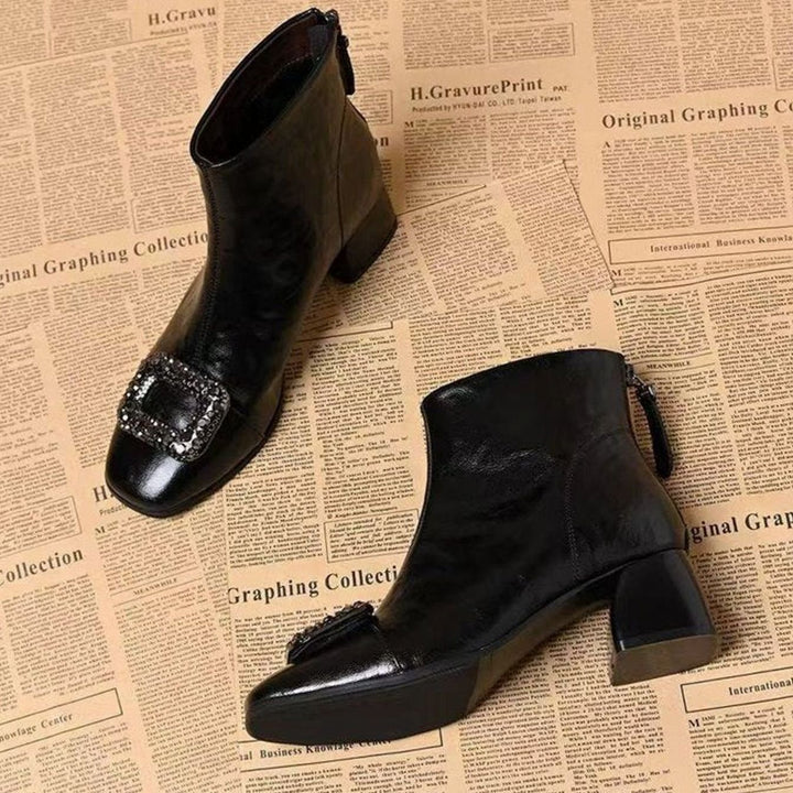 Women's Square-Toe Block-Heel Embellished Ankle Boots