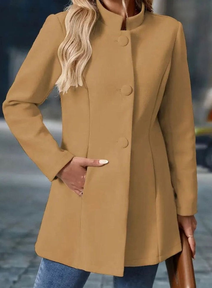 Women's Stand-Collar Longline Blazer Coat Button-Front