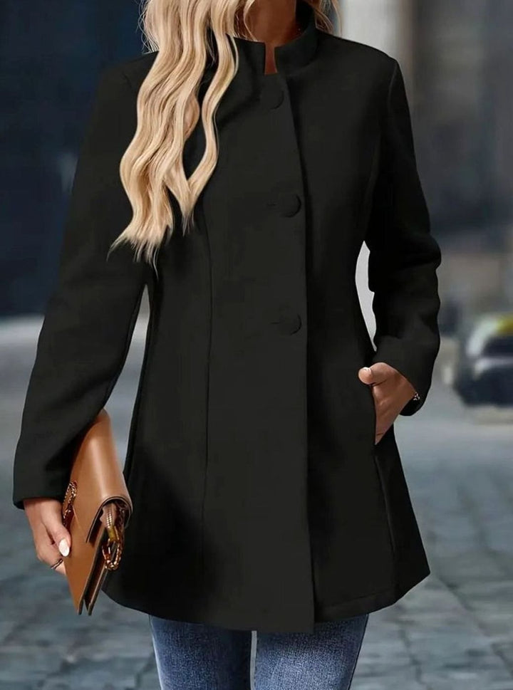 Women's Stand-Collar Longline Blazer Coat Button-Front
