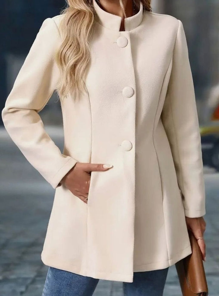 Women's Stand-Collar Longline Blazer Coat Button-Front