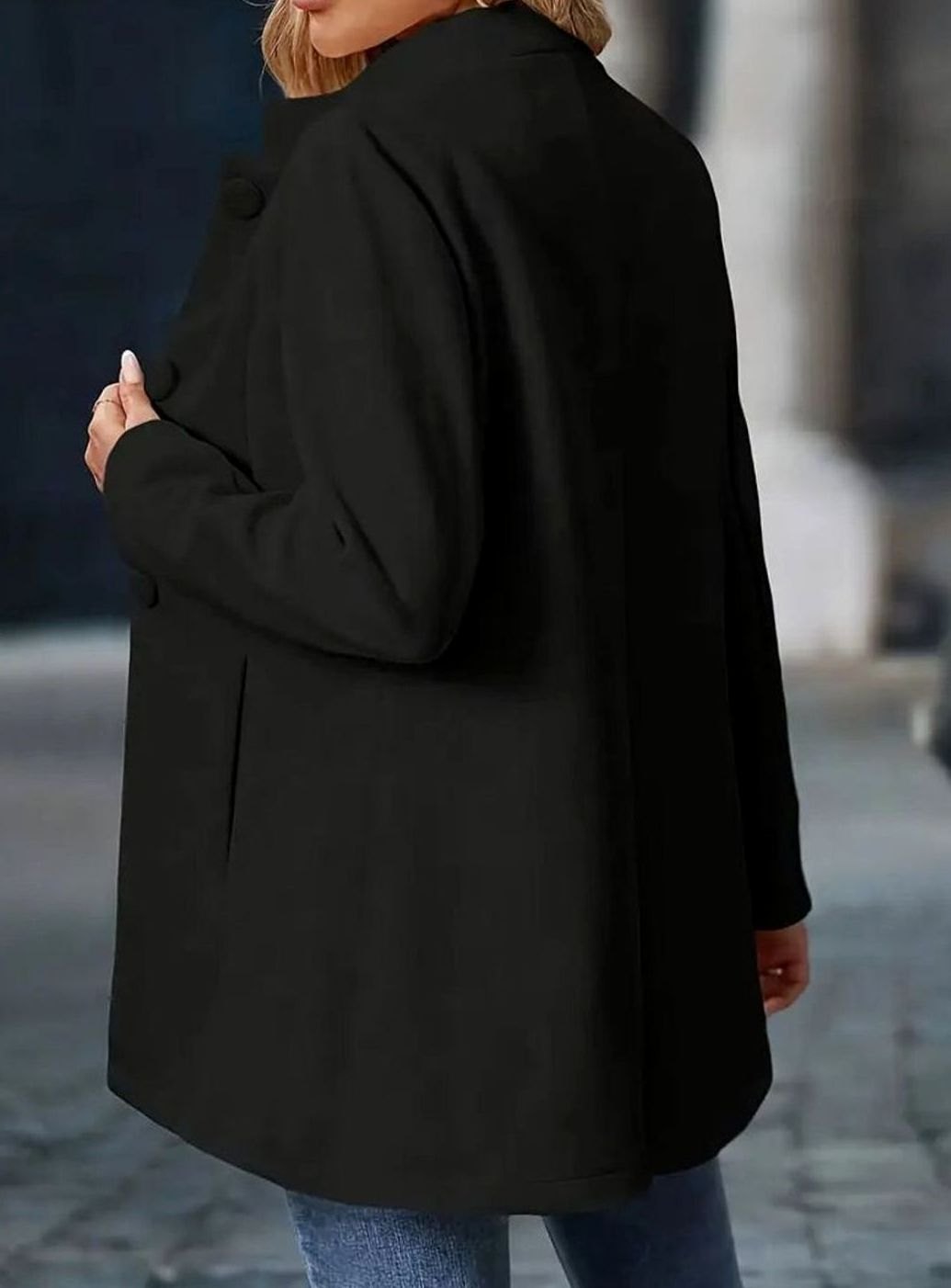 Women's Stand-Collar Longline Blazer Coat Button-Front