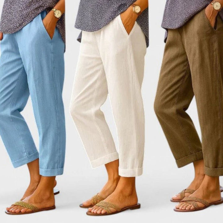 Women's Straight-Leg Tailored Cropped Trousers Side Pockets