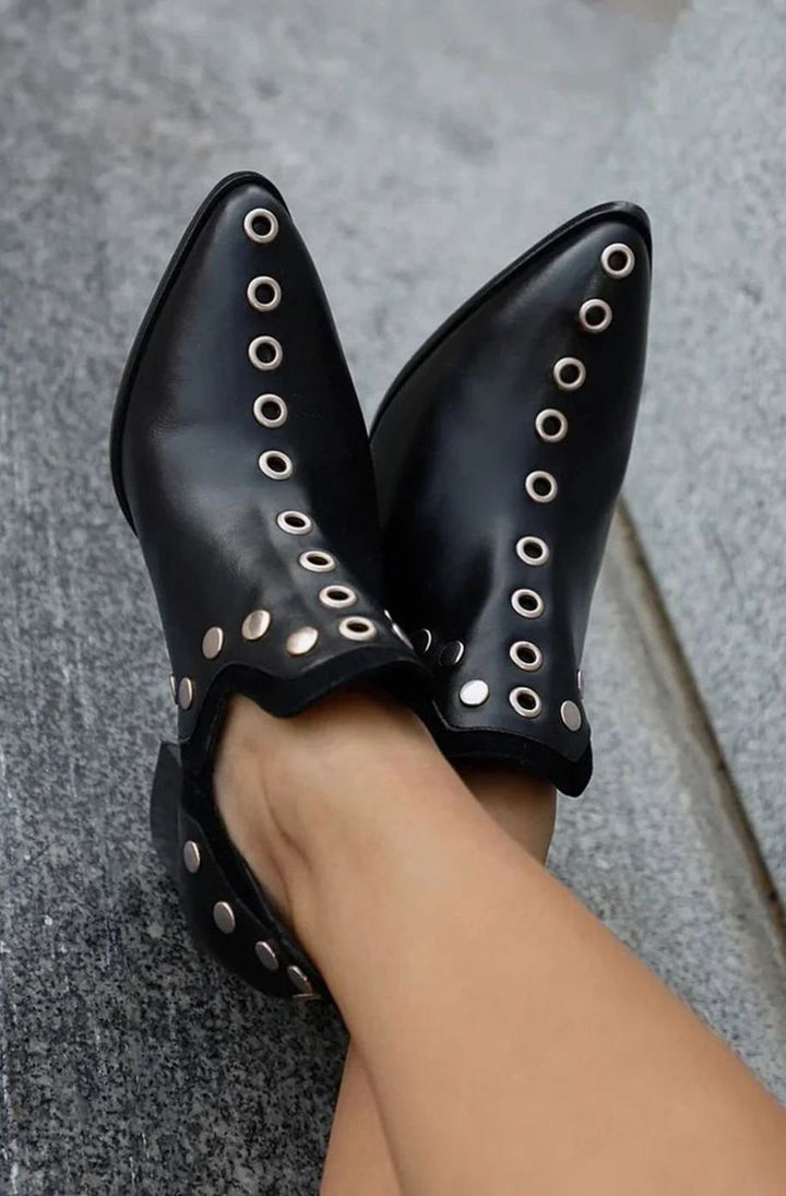 Women's Studded Block-Heel Pointed-Toe Ankle Boots