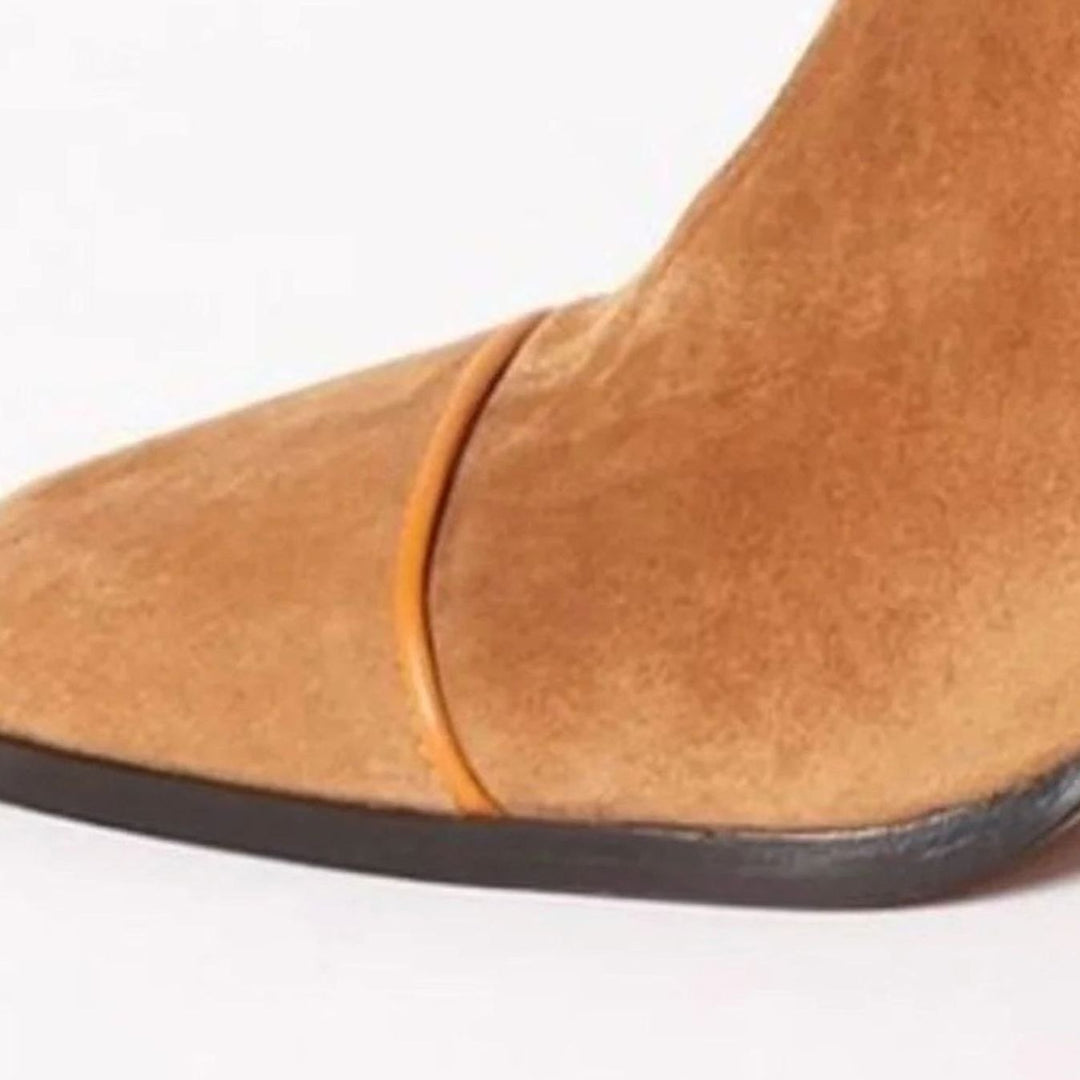 Women's Suede Block-Heel Side-Stripe Ankle Boots