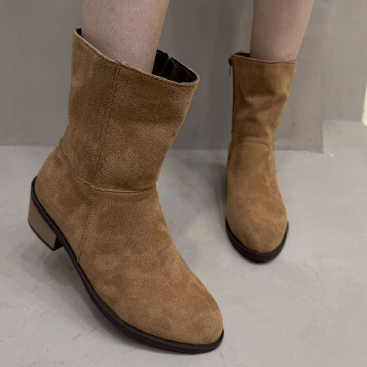 Women's Suede Block-Heel Side-Zip Ankle Boots